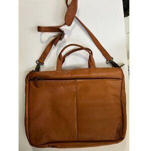 LATICO Caramel Leather Brief Case Zip Business Bag Unisex Crossbody and Handles